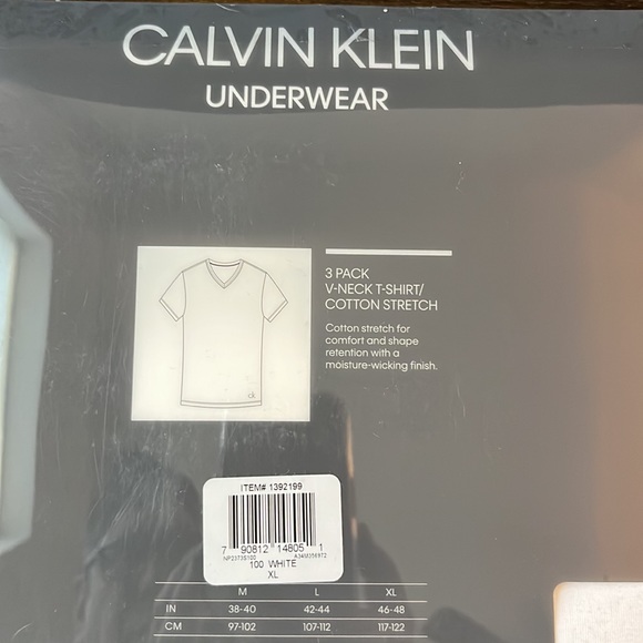 Two, 3-Packs of V-Neck Calvin Klein Undershirts in White, Size XL - Picture 3 of 3